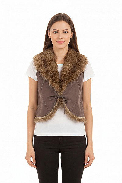 Kratká Dámská Vesta Šedá Vel. 36