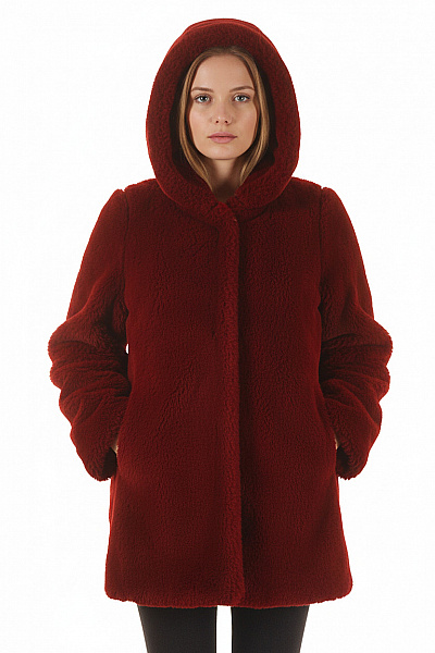 Dámský Kožich Vínový Vel. 34