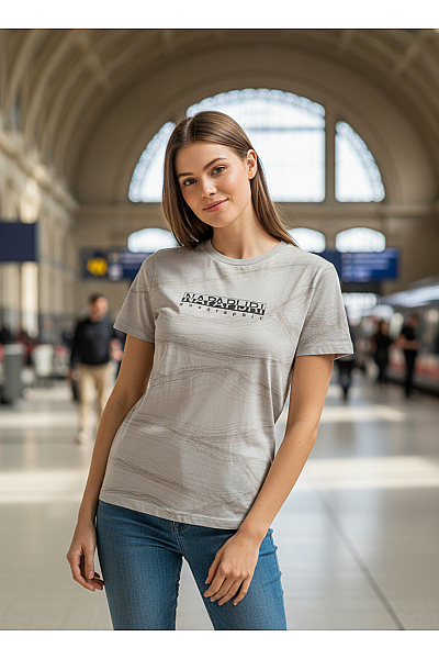 Dámské Tričko S Potiskem Šedé NAPAPIJRI Vel. M