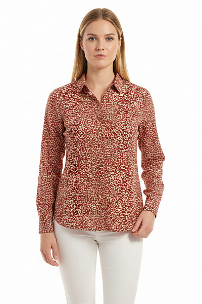 Vzorovaná Dámská Košile Červená Second Hand Vel.  46