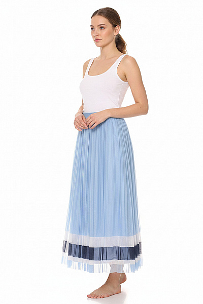 Dlouhá Maxi Sukně Polyesterová Modrá 