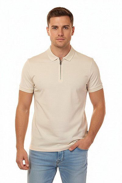 Hugo Boss Pánské Tričko S Límečkem Béžové Second Hand Vel. M