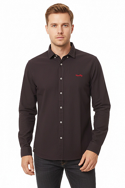 Pánská Košile Jednobarevná Černá TOKYO LAUNDRY Vel. L