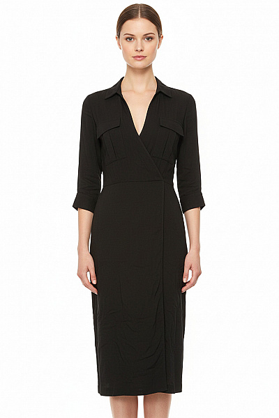 S.OLIVER Dámské šaty Košilové Zavinovací Midi černé Velikost 34