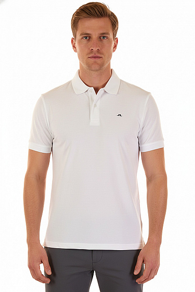 J.Lindeberg Pánské Tričko S Límečkem Bílé Second Hand Vel. M