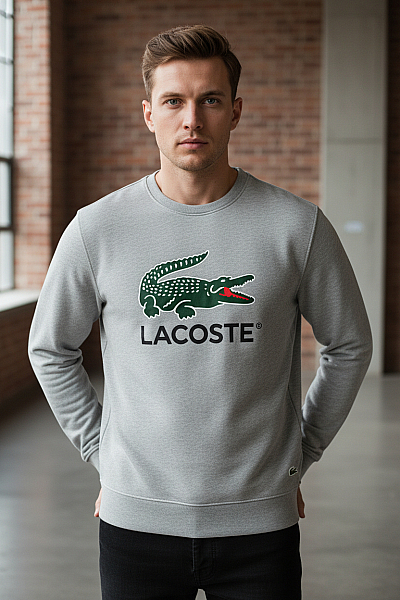 Pánská Mikina Bez Zapínání Šedá LACOSTE Vel. L