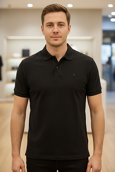 PIERRE CARDIN Pánské Tričko S Límečkem Černé Vel. XL