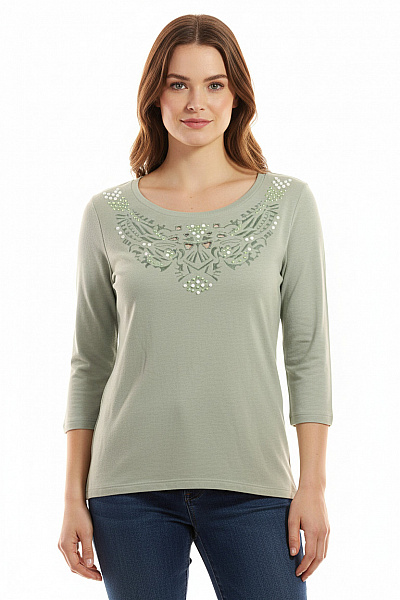 Dámské Tričko Zelené PROMOD