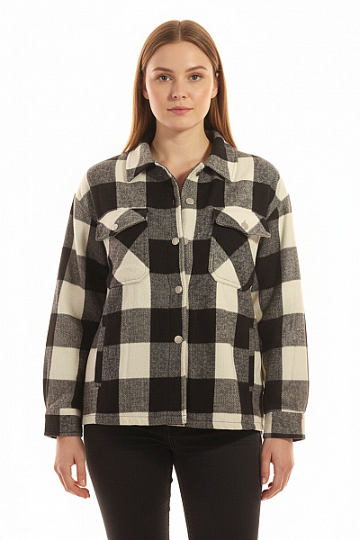 Dámský Kabát Černobílý Shein Vel. M