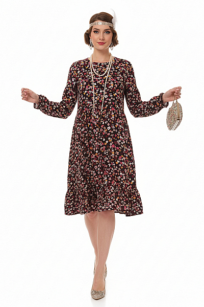  Šaty S Květinovým Potiskem Barevné Vel. L