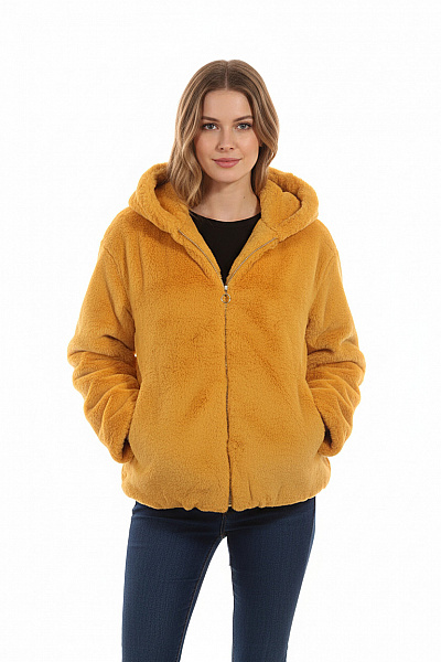 Krátký Dámský Kabát Oranžový Canda Vel. 42