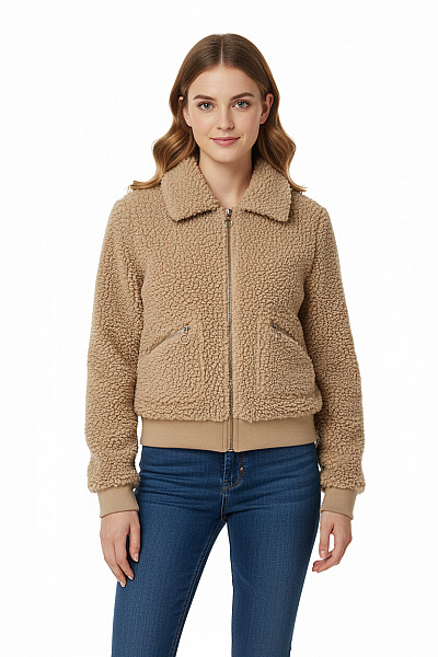 Krátký Dámský Kabát Béžový Second Hand Vel. S