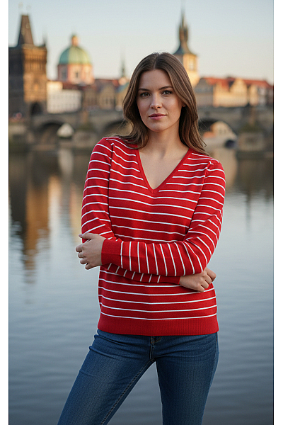 Dámský Svetr Červený Canda Second Hand Vel. L