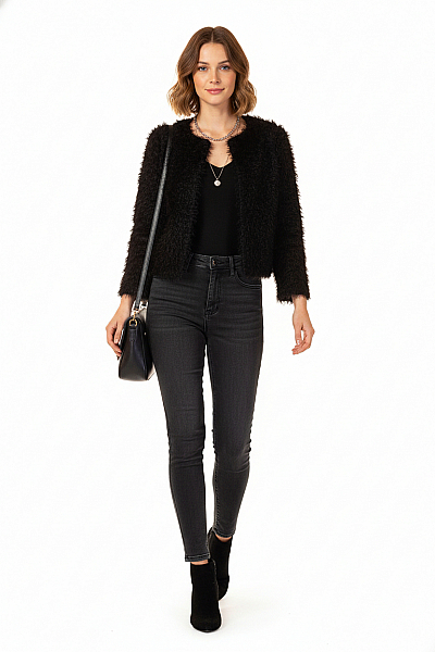 Krátký Dámský Kabát Černý Esprit Vel. L