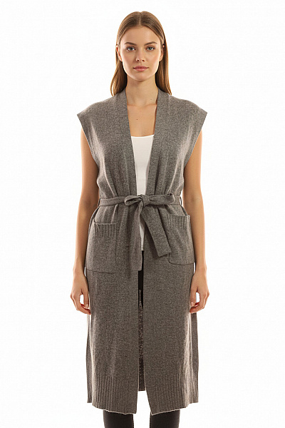 Dlouhá Dámská Vesta Šedá VILA Vel. M