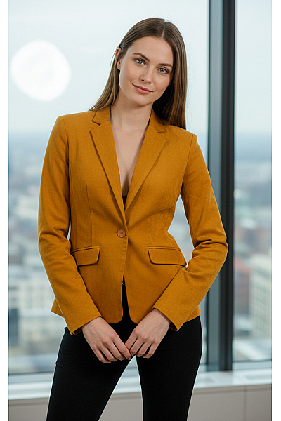 Teplé Dámské Sako Oranžové Amisu Vel. 38