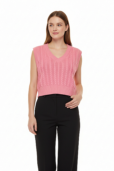 Kratká Dámská Vesta Růžová Vel. S