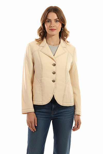 AVANTGARDE Teplé Dámské Sako Vlněné Béžové Vel. 44