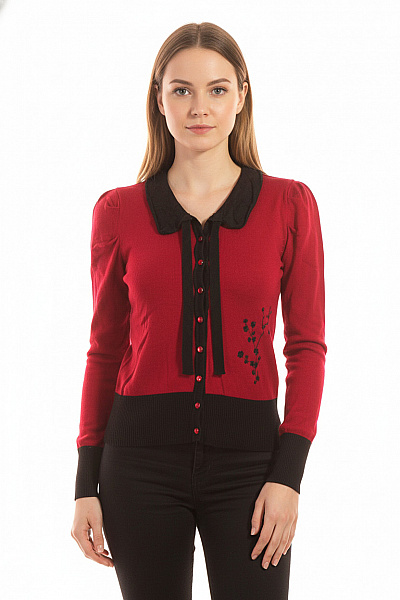 Dámský Cardigan Červený Second Hand Vel. M