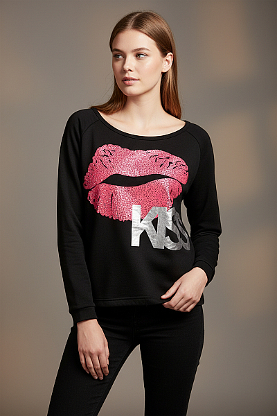 Dámská Mikina Bez Zapínání Černá Vel. S