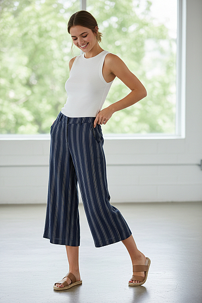 TOM TAILOR Dámské 3/4 Kalhoty Modré Vel. 38