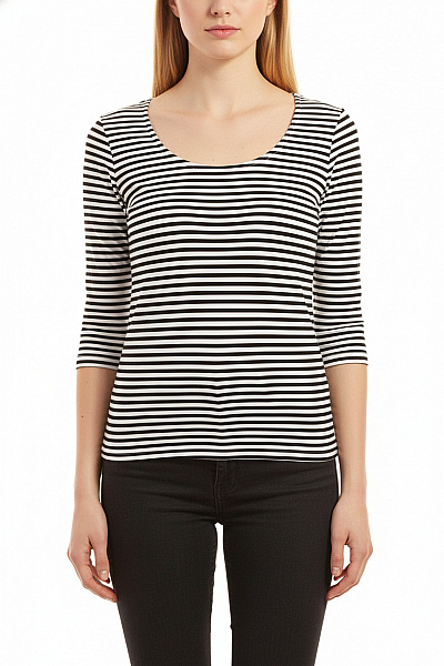Jednoduché Dámské Tričko Černobílé Street One Vel.  38