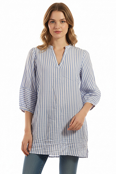 Vzorovaná  Halenka Lněná Modrá Second Hand Vel.  M