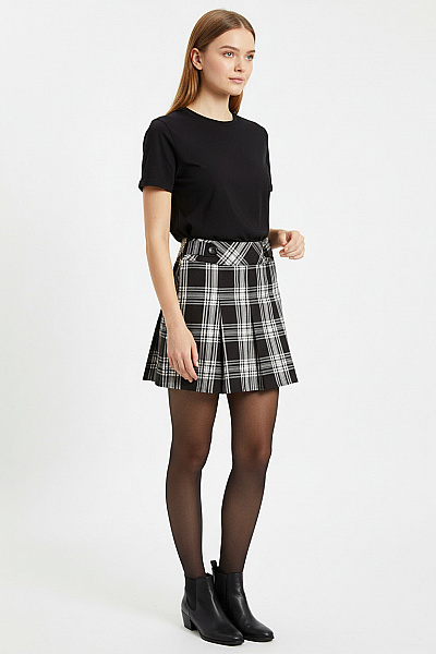 Kostkovaná  Sukně Černobílá Canda Vel. 38