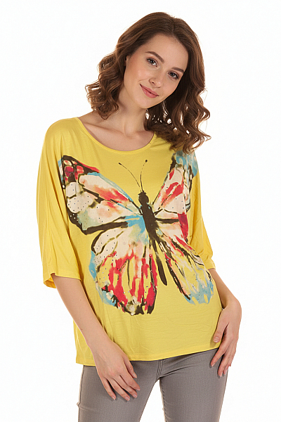 FISHBONE Dámské Tričko S Potiskem Žluté Second Hand Vel. S