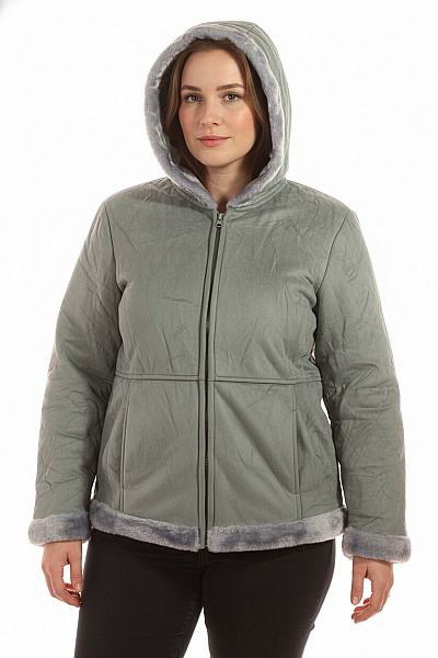 DENIM CO. Krátký Dámský Kabát Šedý