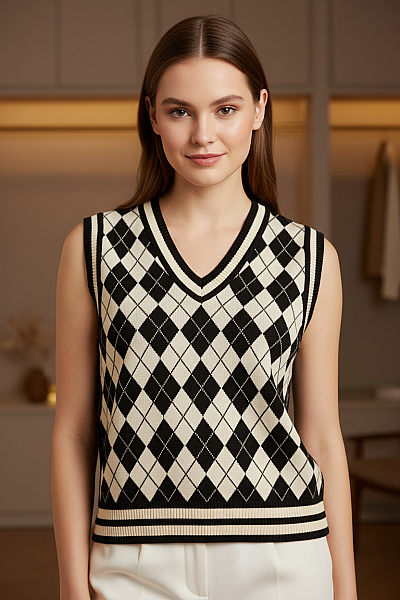 Shein Kratká Dámská Vesta Černobílá Vel.  38