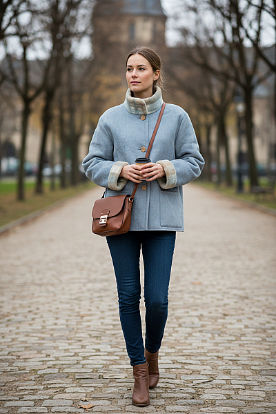 Dámský Kabát Modrý MADELEINE Second Hand Vel. 40