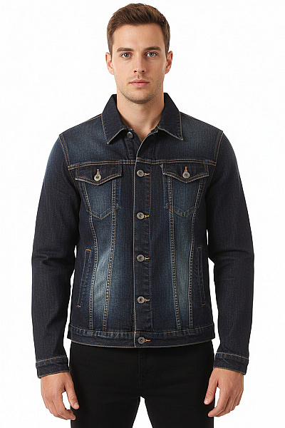 Džínová Pánská Bunda Modrá American Vintage Second Hand Vel. 52