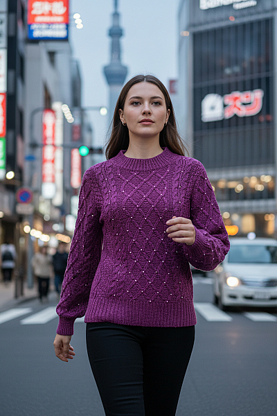 Takko Dámský Pulovr Fialový Vel. S