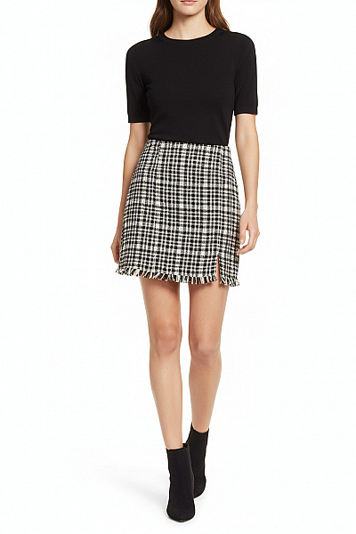 Kostkovaná  Sukně Černobílá STRADIVARIUS Vel. 38