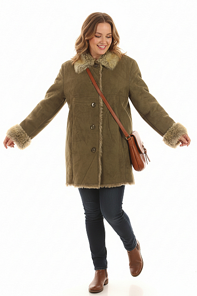 GINA LAURA Dámský Kabát Zelený Second Hand Vel. M