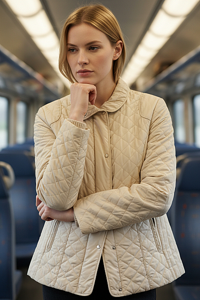 Prošívaná Dámská Bunda Béžová Second Hand Vel. 40