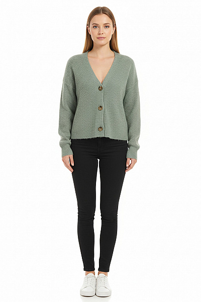 Dámský Svetr Zelený PIECES Vel. M