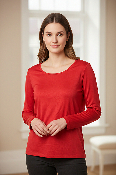 Gina Benotti  Halenka Jednobarevná Červená Vel. M