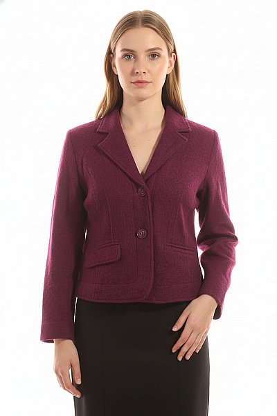 Krátký Dámský Kabát Vlněný Fialový Vel. L