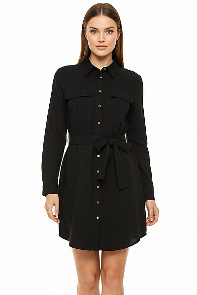 Košilové  Šaty Černé MANGO Vel. S