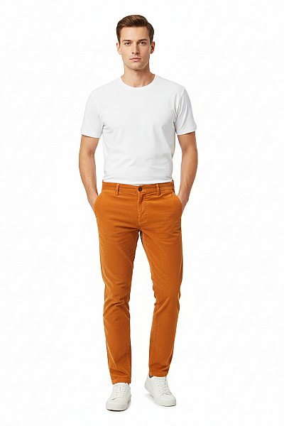 AIGLE Pánské Chino Kalhoty Oranžové Second Hand Vel. 40