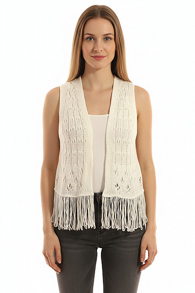 Kratká Dámská Vesta Bílá ATMOSPHERE Vel.  40/42