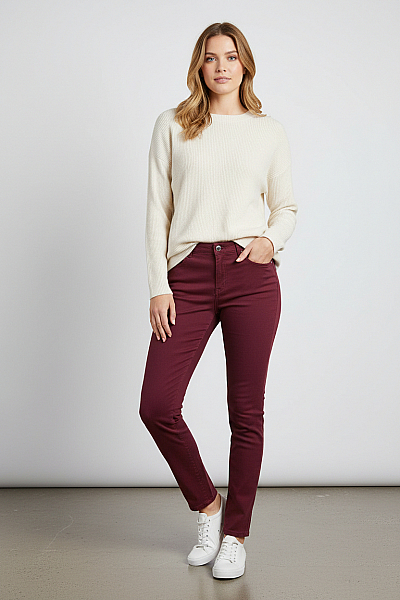 Dámské Kalhoty Rovné Vínová Vel. 44