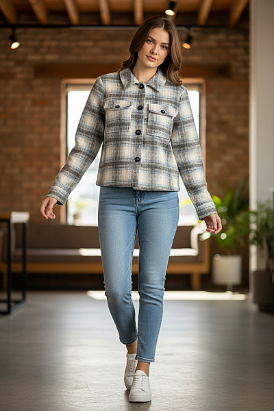 ONLY Dámský Kabát Modrý Second Hand Vel. M