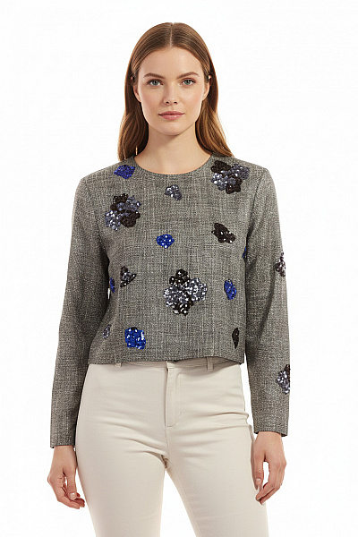 Vzorovaná  Halenka Šedá Vel. 40