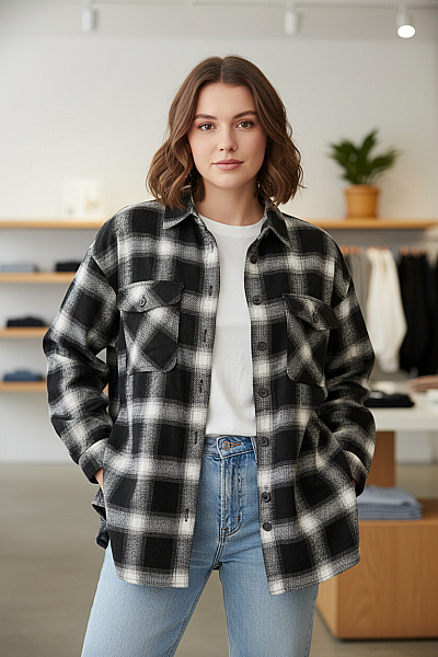 Krátký Dámský Kabát Černobílý Asos Vel. 38