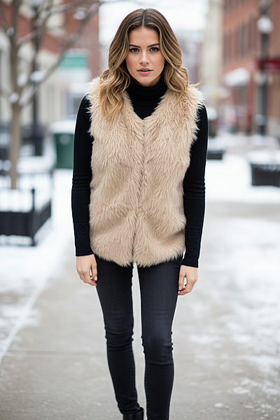 Kratká Dámská Vesta Béžová COLLOSEUM Vel. S