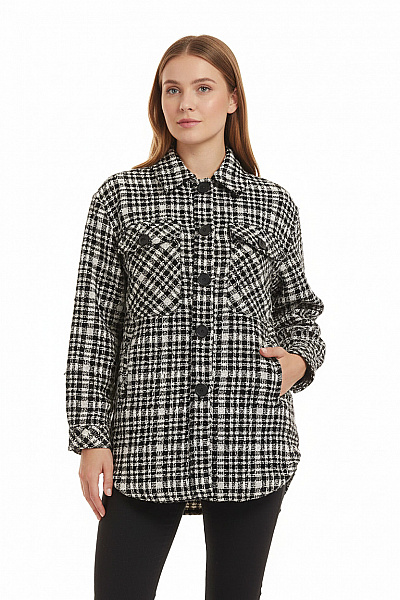 Krátký Dámský Kabát Černobílý STRADIVARIUS Vel. S