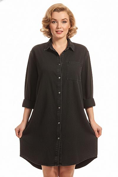 Džínové  Šaty Černé Vel. L